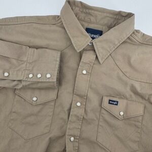 Wrangler Brushpopper Long Sleeve Snap Western Shirt‎ Tan Size 3XL
